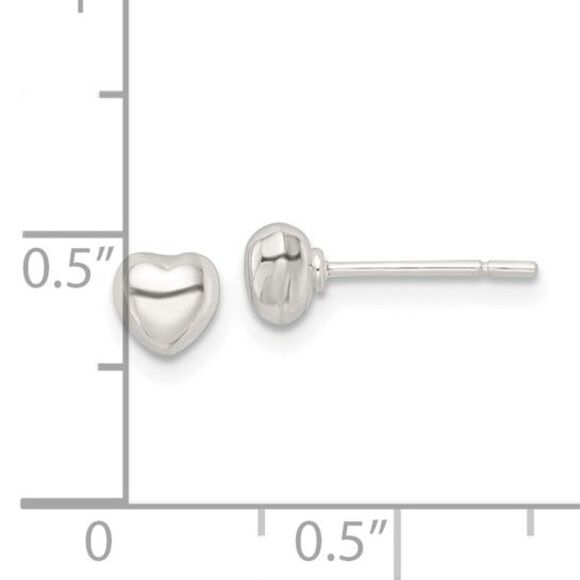 Charming Silver Puffed Heart Post Earrings A Symbol of Love & Style - Picture 4 of 4
